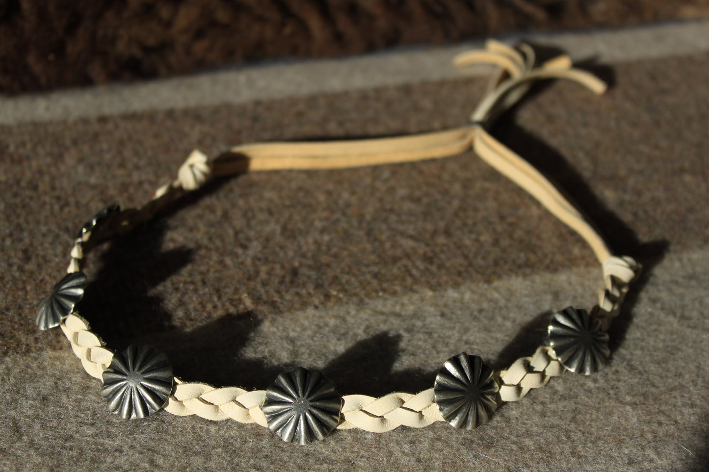 Dandelion - Braided Leather Lace Hat Band with Contemporary Native American Buttons