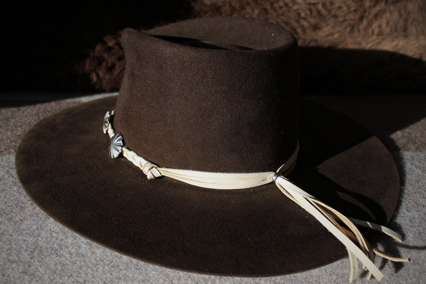 Dandelion - Braided Leather Lace Hat Band with Contemporary Native American Buttons