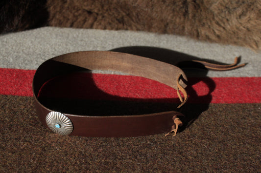 Virgin River - Leather Hat Band with Large Vintage Native American Button