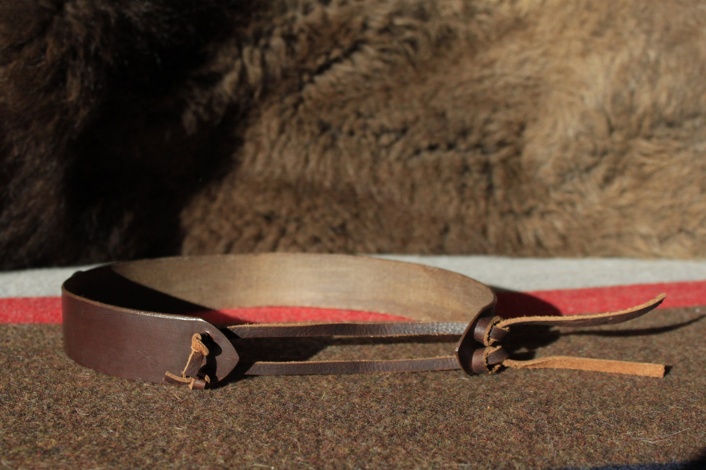 Virgin River - Leather Hat Band with Large Vintage Native American Button