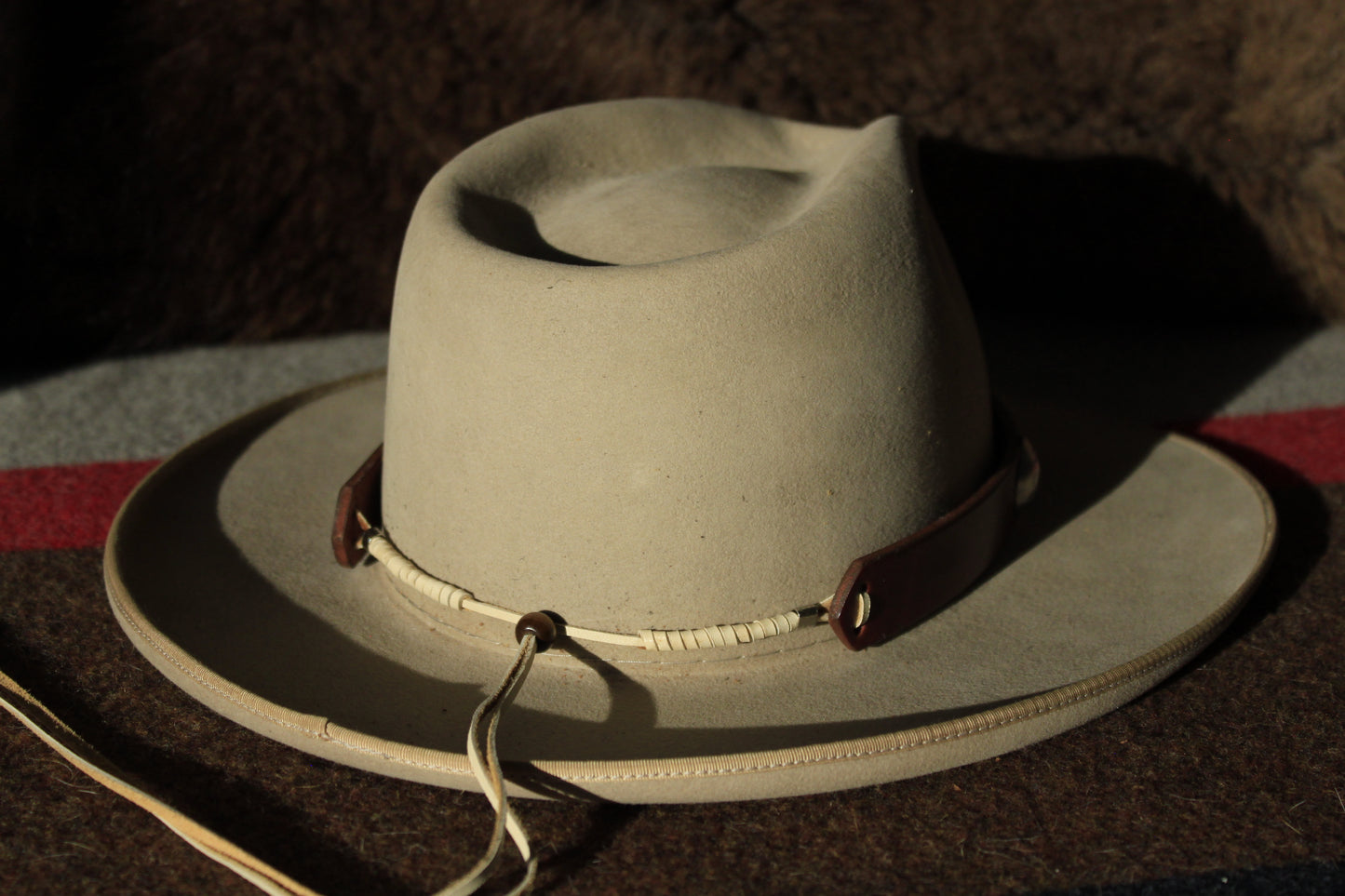 Bitterroot - Leather Hat Band with Vintage Native American Buttons