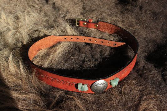 Gunnison - Leather Hat Band with Vintage Native American Button