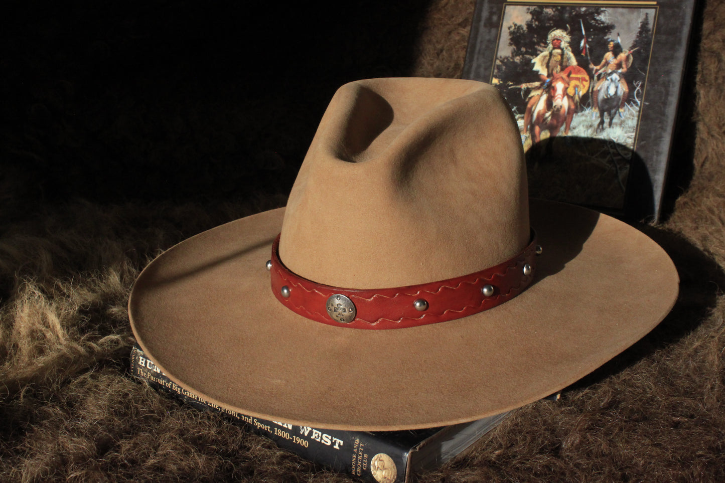 Big Eagle - Leather Hat Band with 1930s Native American Button