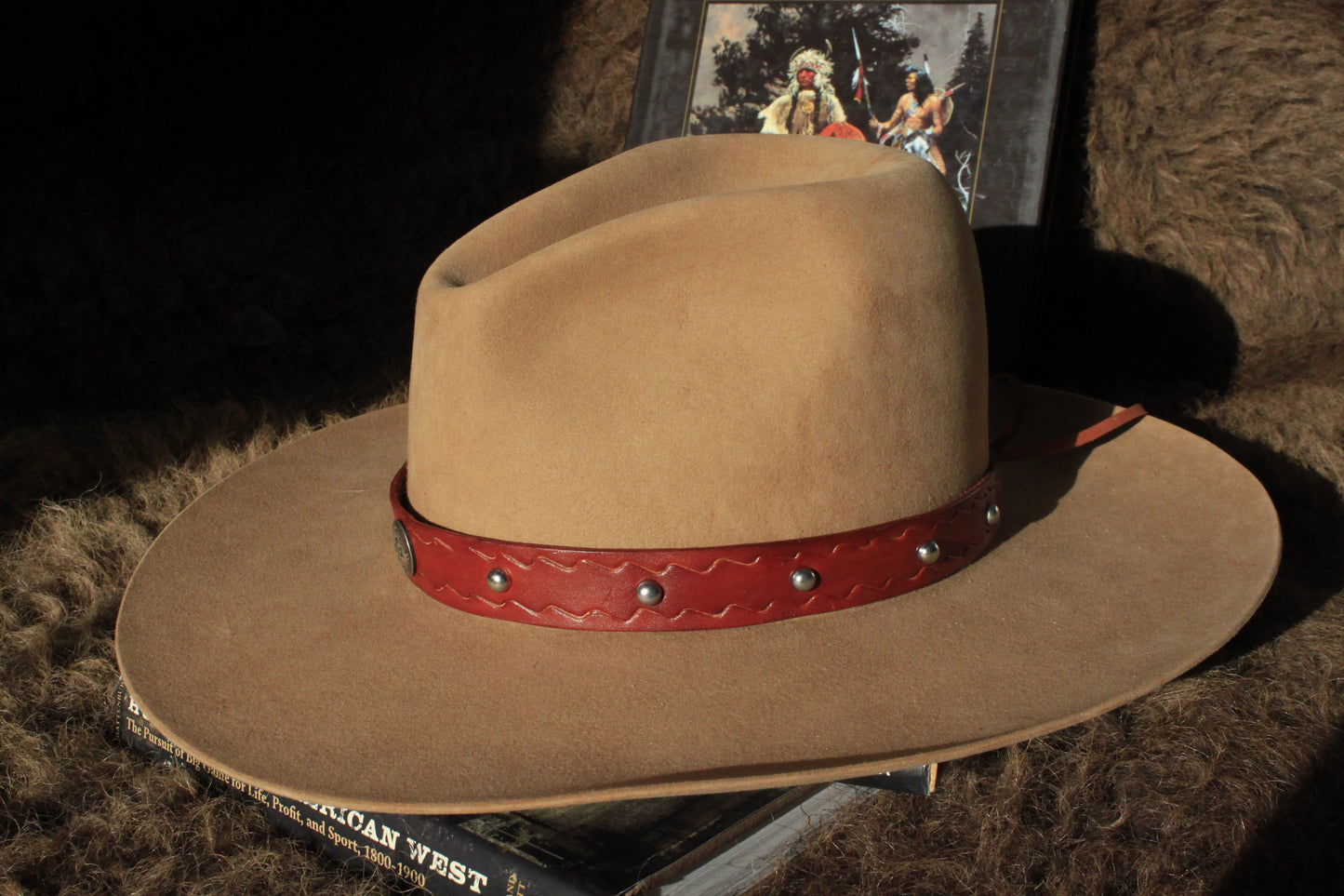 Big Eagle - Leather Hat Band with 1930s Native American Button