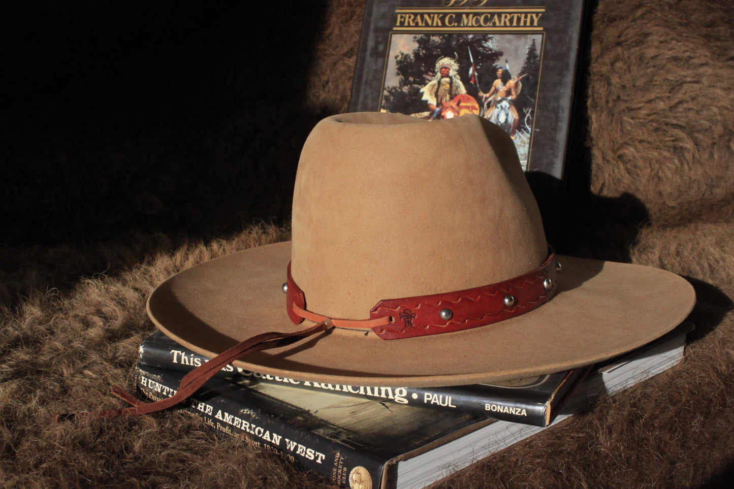 Big Eagle - Leather Hat Band with 1930s Native American Button