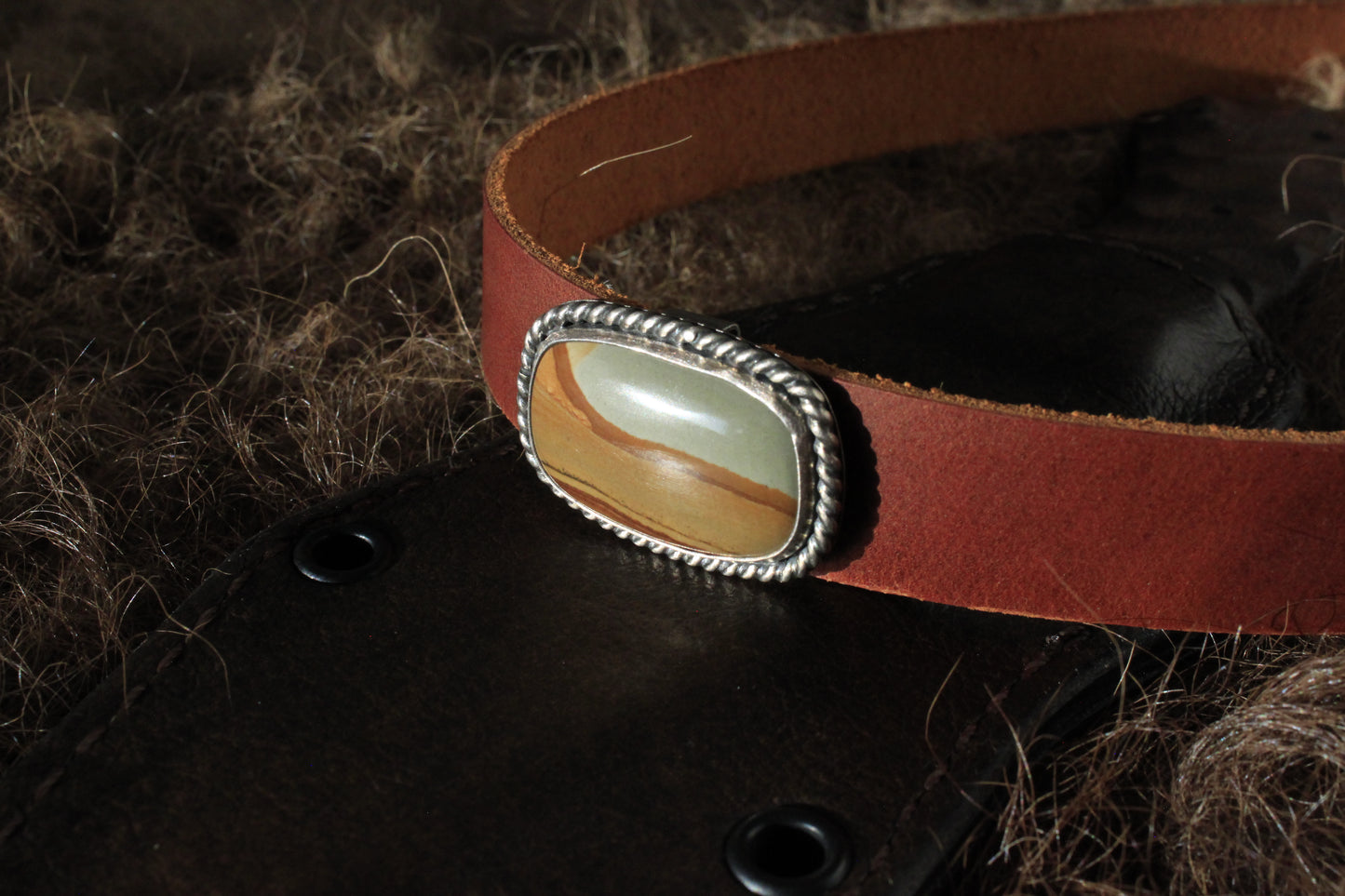 Owyhee - Leather Hat Band with Contemporary Jasper Slide
