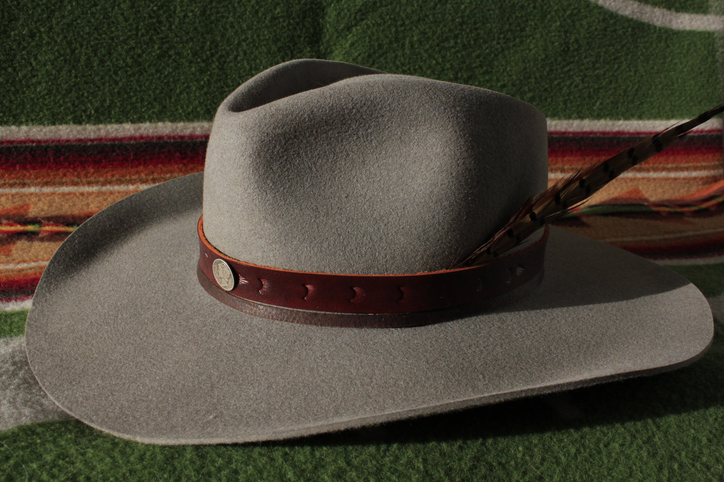Lupine - Leather Hat Band with Vintage Mercury Dime Button