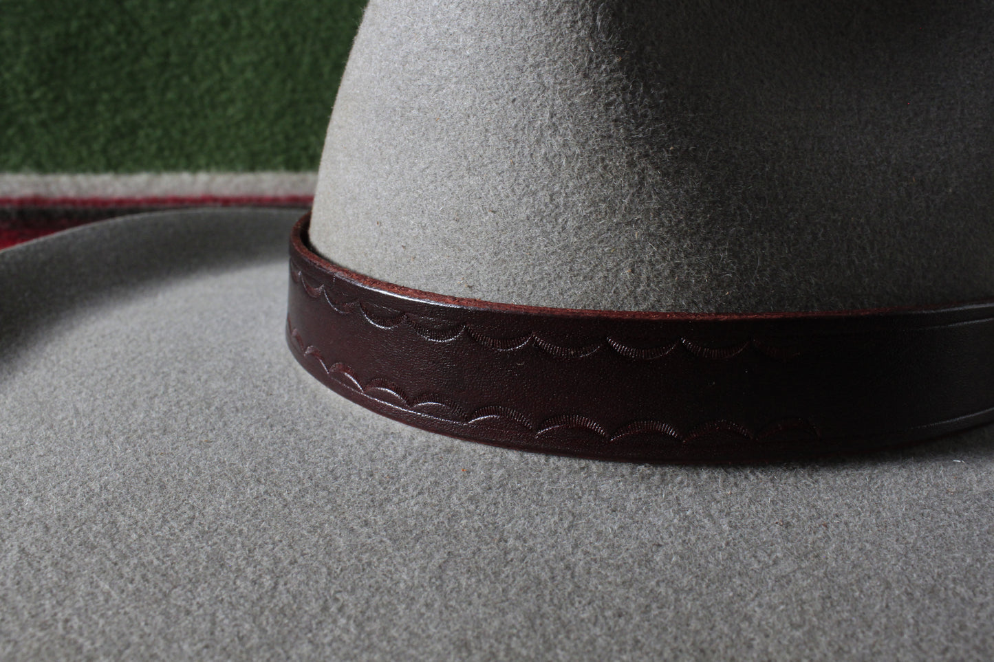 San Juan - Leather Hat Band with Vintage Native American Turquoise Slide