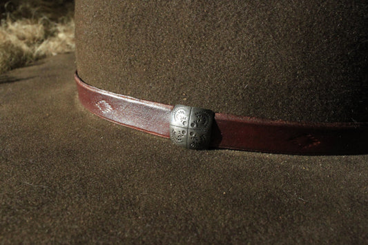 Pioneer - Leather Hat Band with Vintage Native American Button