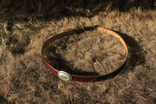 Uintah - Leather Hat Band with Vintage Native American Concho
